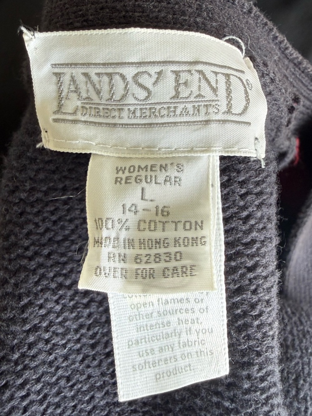 Vintage Lands End Argyle Sweater Vest Button Front Knit Black Red Green Large - Picture 5 of 7